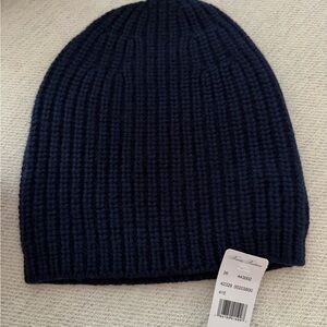 Brooks Brothers Dark Blue Ribbed Wool/Cashmere Beanie